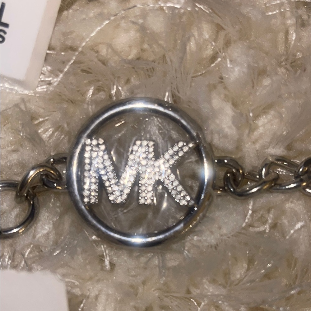 Michael Kors Metallic Chain Belt with Logo Charm S/M